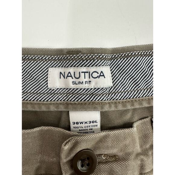 Nautica Mens Dress Pants Size 38x30 Brown Slim Fit - Picture 4 of 12